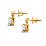 Stud Earrings Wedding Round Simulated CZ 925 Sterling Silver (9mm)