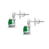 Stud Earrings Wedding Round Simulated CZ 925 Sterling Silver (9mm)