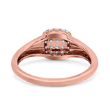 14K Gold 0.32ct Square Cluster Art Deco 8mm G SI Diamond Engagement Band Wedding Ring
