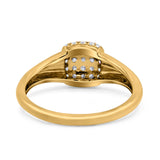 14K Gold 0.32ct Square Cluster Art Deco 8mm G SI Diamond Engagement Band Wedding Ring