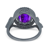 Oval Accent Wedding Engagement Ring Simulated Cubic Zirconia 925 Sterling Silver