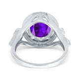 Oval Accent Wedding Engagement Ring Simulated Cubic Zirconia 925 Sterling Silver