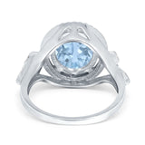 Oval Accent Wedding Engagement Ring Simulated Cubic Zirconia 925 Sterling Silver