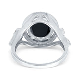 Oval Accent Wedding Engagement Ring Simulated Cubic Zirconia 925 Sterling Silver
