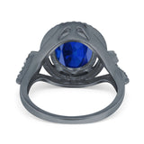 Oval Accent Wedding Engagement Ring Simulated Cubic Zirconia 925 Sterling Silver