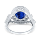 Oval Accent Wedding Engagement Ring Simulated Cubic Zirconia 925 Sterling Silver