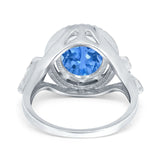 Oval Accent Wedding Engagement Ring Simulated Cubic Zirconia 925 Sterling Silver