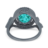 Oval Accent Wedding Engagement Ring Simulated Cubic Zirconia 925 Sterling Silver