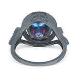 Oval Accent Wedding Engagement Ring Simulated Cubic Zirconia 925 Sterling Silver