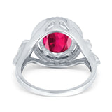 Oval Accent Wedding Engagement Ring Simulated Cubic Zirconia 925 Sterling Silver