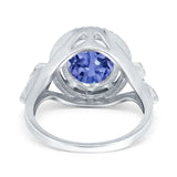 Oval Accent Wedding Engagement Ring Simulated Cubic Zirconia 925 Sterling Silver