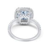 Engagement Ring Solitaire Cushion Simulated Cubic Zirconia 925 Sterling Silver