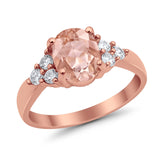 Solitaire Oval Three Stone Simulated Cubic Zirconia 925 Sterling Silver