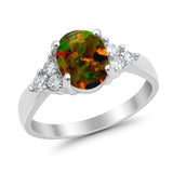 Solitaire Oval Three Stone Simulated Cubic Zirconia 925 Sterling Silver