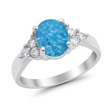 Solitaire Oval Three Stone Simulated Cubic Zirconia 925 Sterling Silver