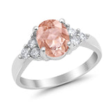 Solitaire Oval Three Stone Simulated Cubic Zirconia 925 Sterling Silver