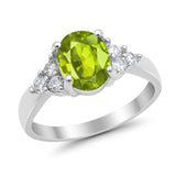 Solitaire Oval Three Stone Simulated Cubic Zirconia 925 Sterling Silver