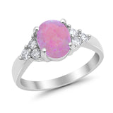 Solitaire Oval Three Stone Simulated Cubic Zirconia 925 Sterling Silver