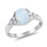Solitaire Oval Three Stone Simulated Cubic Zirconia 925 Sterling Silver