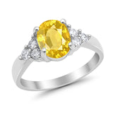 Solitaire Oval Three Stone Simulated Cubic Zirconia 925 Sterling Silver