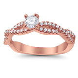 Fashion Solitaire Accent Ring Round Simulated Cubic Zirconia 925 Sterling Silver