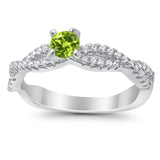 Fashion Solitaire Accent Ring Round Cubic Zirconia 925 Sterling Silver