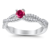 Fashion Solitaire Accent Ring Round Cubic Zirconia 925 Sterling Silver