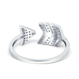 Petite Dainty Sideways Arrow Ring Round Simulated Cubic Zirconia 925 Sterling Silver