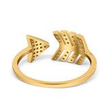 Petite Dainty Sideways Arrow Ring Round Simulated Cubic Zirconia 925 Sterling Silver