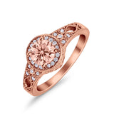 Solitaire Halo Wedding Ring Round Simulated Cubic Zirconia 925 Sterling Silver