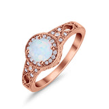 Solitaire Halo Wedding Ring Round Simulated Cubic Zirconia 925 Sterling Silver
