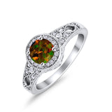 Solitaire Halo Wedding Ring Round Simulated Cubic Zirconia 925 Sterling Silver
