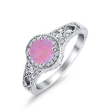 Solitaire Halo Wedding Ring Round Simulated Cubic Zirconia 925 Sterling Silver