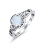 Solitaire Halo Wedding Ring Round Simulated Cubic Zirconia 925 Sterling Silver