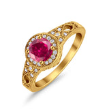 Solitaire Halo Wedding Ring Round Simulated Cubic Zirconia 925 Sterling Silver