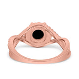 Halo Wedding Engagement Ring Infinity Twisted Shank Round Simulated Cubic Zirconia 925 Sterling Silver