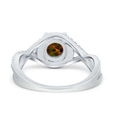 Halo Wedding Engagement Ring Infinity Twisted Shank Round Simulated Cubic Zirconia 925 Sterling Silver