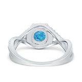 Halo Wedding Engagement Ring Infinity Twisted Shank Round Simulated Cubic Zirconia 925 Sterling Silver