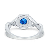 Halo Wedding Engagement Ring Infinity Twisted Shank Round Simulated Cubic Zirconia 925 Sterling Silver