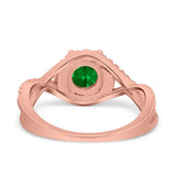 Halo Wedding Engagement Ring Infinity Twisted Shank Round Simulated Cubic Zirconia 925 Sterling Silver