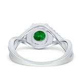 Halo Wedding Engagement Ring Infinity Twisted Shank Round Simulated Cubic Zirconia 925 Sterling Silver