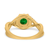 Halo Wedding Engagement Ring Infinity Twisted Shank Round Simulated Cubic Zirconia 925 Sterling Silver