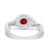 Halo Wedding Engagement Ring Infinity Twisted Shank Round Simulated Cubic Zirconia 925 Sterling Silver