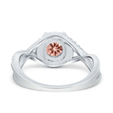 Halo Wedding Engagement Ring Infinity Twisted Shank Round Simulated Cubic Zirconia 925 Sterling Silver