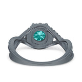 Halo Wedding Engagement Ring Infinity Twisted Shank Round Simulated Cubic Zirconia 925 Sterling Silver