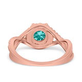 Halo Wedding Engagement Ring Infinity Twisted Shank Round Simulated Cubic Zirconia 925 Sterling Silver