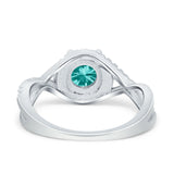 Halo Wedding Engagement Ring Infinity Twisted Shank Round Simulated Cubic Zirconia 925 Sterling Silver