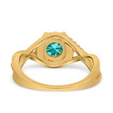 Halo Wedding Engagement Ring Infinity Twisted Shank Round Simulated Cubic Zirconia 925 Sterling Silver