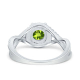 Halo Wedding Engagement Ring Infinity Twisted Shank Round Simulated Cubic Zirconia 925 Sterling Silver