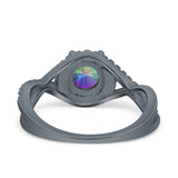 Halo Wedding Engagement Ring Infinity Twisted Shank Round Simulated Cubic Zirconia 925 Sterling Silver